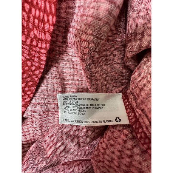 Knox Rose Womens Red Patterned Long Sleeve Blouse S 100% Rayon - Picture 5 of 7